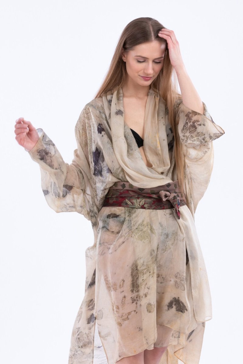 Beige printed silk kimono for women WIND – Image 7