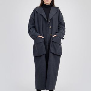 Grey long coat for women WOJAK