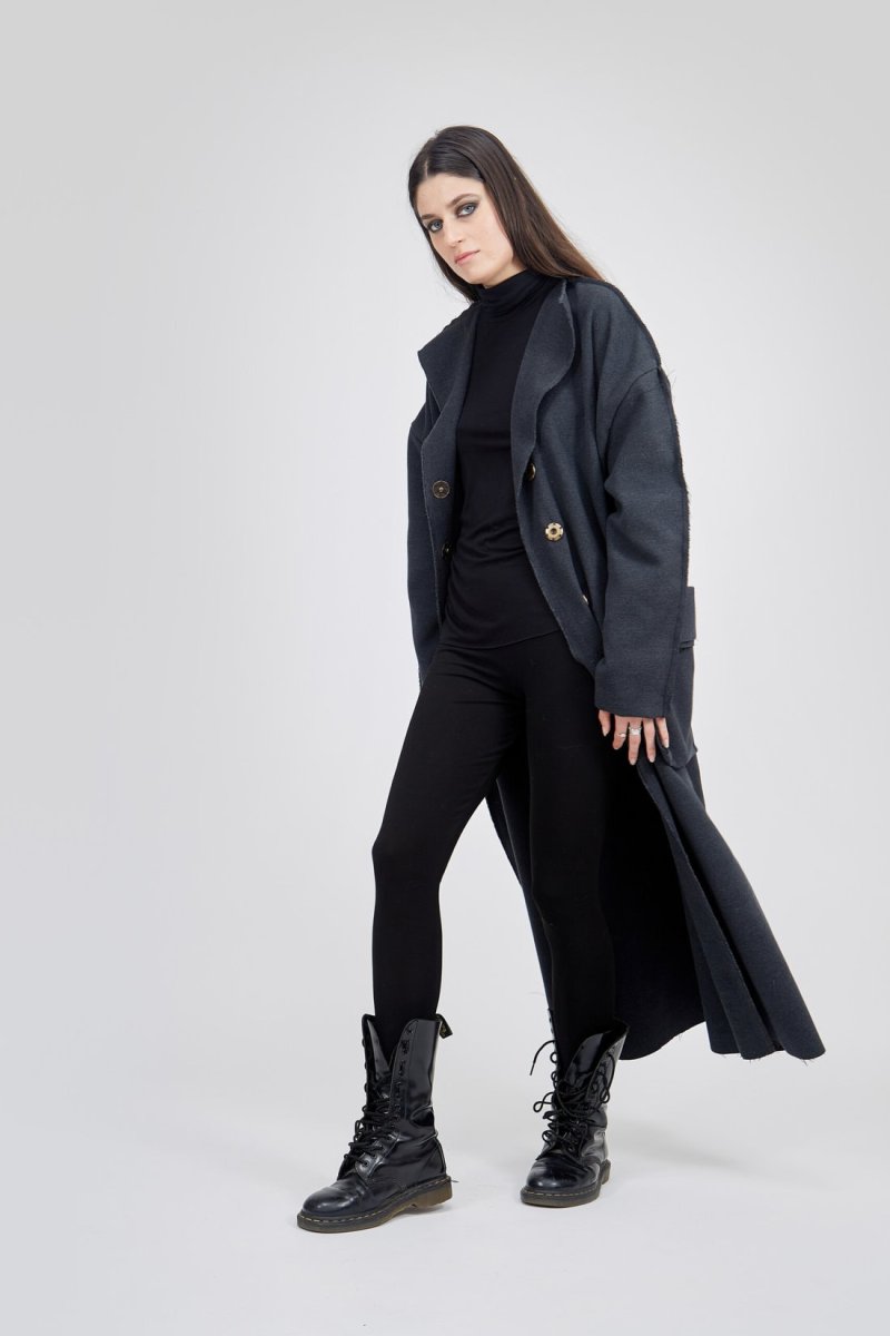 Grey long coat for women WOJAK – Image 4