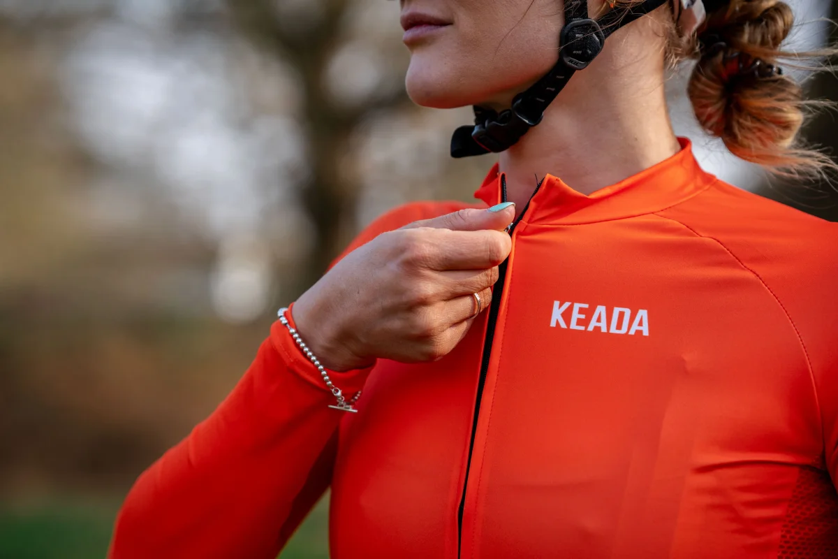 Women's Essential Long Sleeved Cycling Jersey - Orange – Image 3