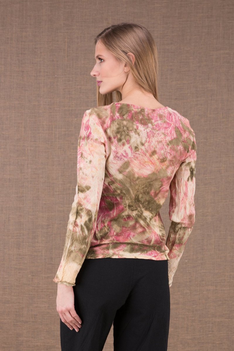 Pink long sleeve printed organic cotton t-shirt for women MIKA – Image 6