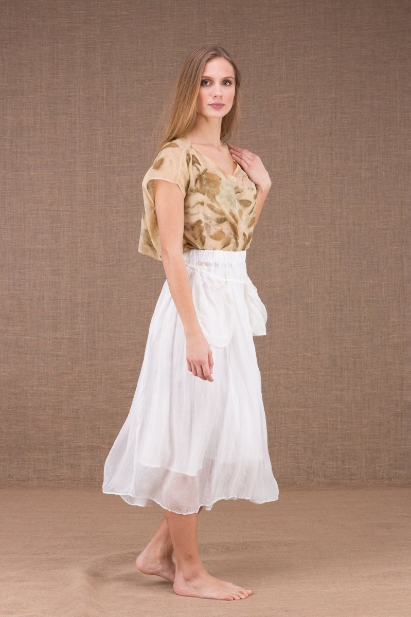 White mid-length silk chiffon skirt MISIA – Image 4