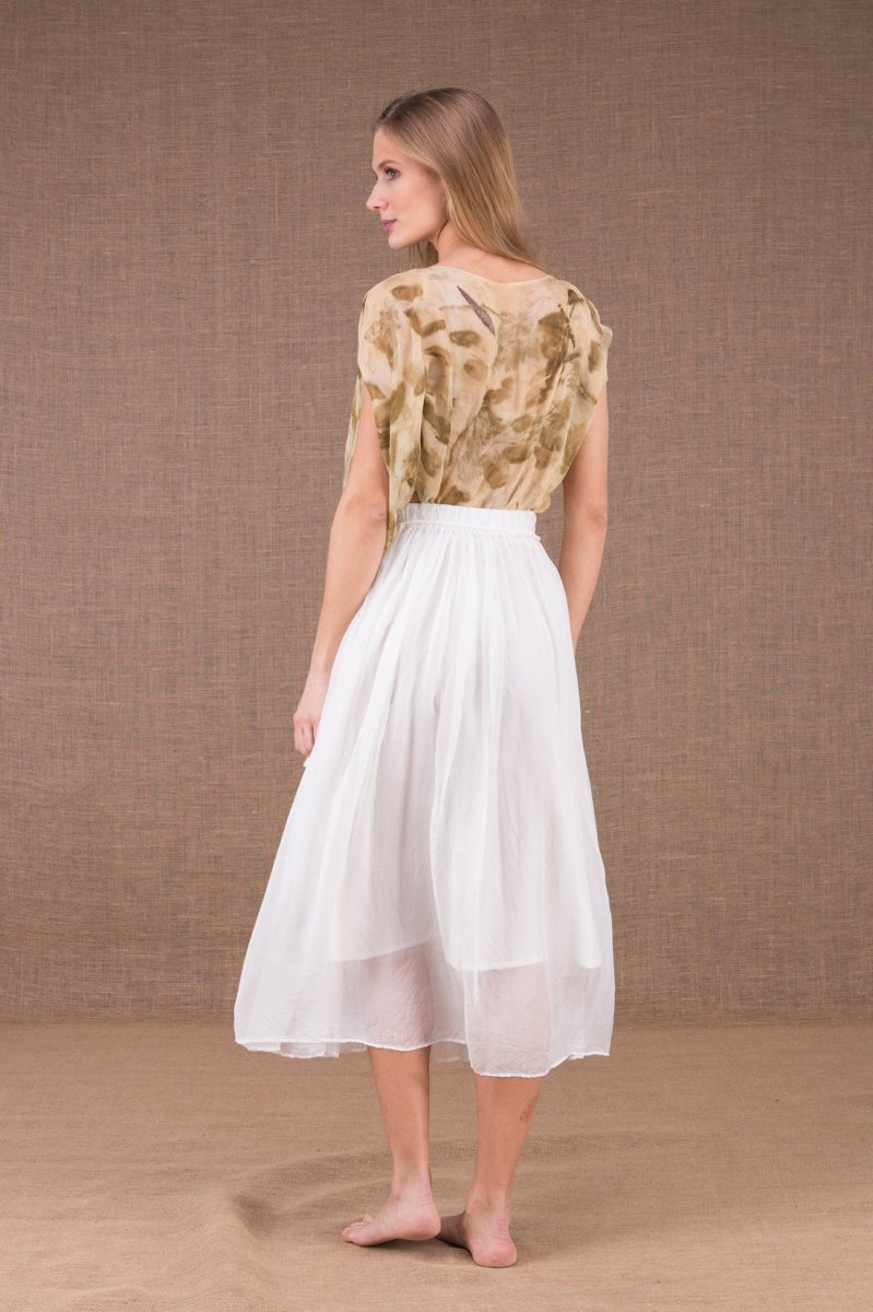 White mid-length silk chiffon skirt MISIA – Image 5