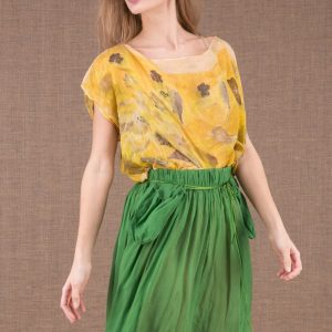 Green short chiffon skirt MISIA