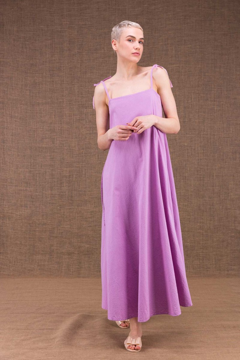 Robe mauve longue dos nu en coton bio MA LONGUE – Image 3