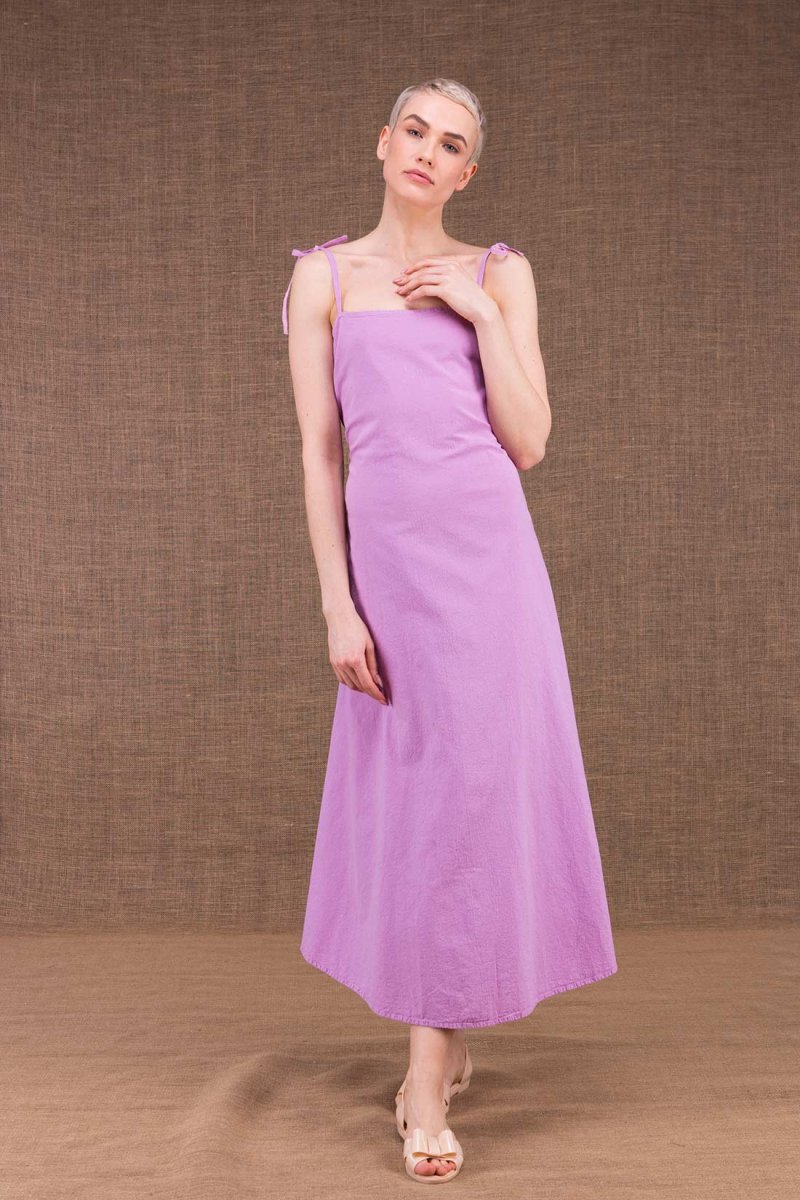 Robe mauve longue dos nu en coton bio MA LONGUE – Image 4