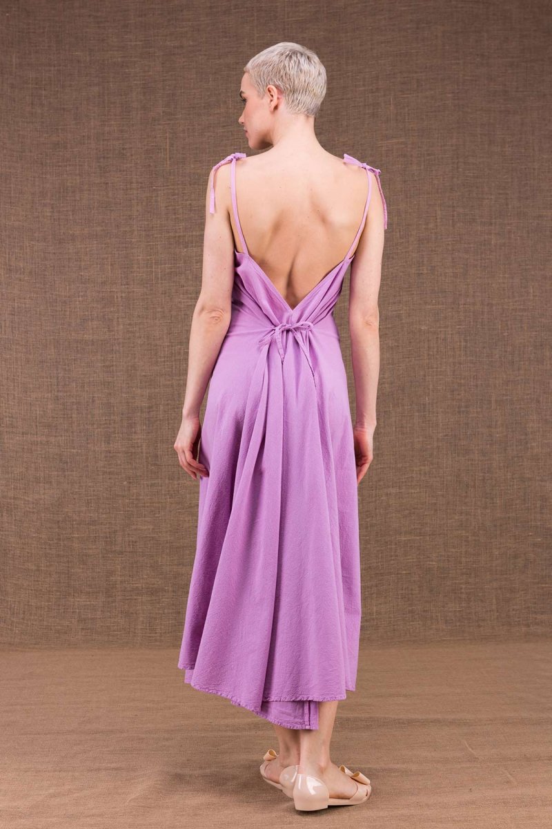 Robe mauve longue dos nu en coton bio MA LONGUE – Image 6