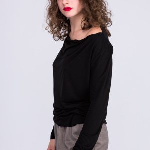 Black long sleeve viscose jersey t-shirt for women MERION