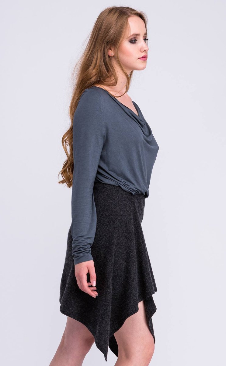 T-shirt gris manches longues pour femme en jersey de viscose MERION – Image 5