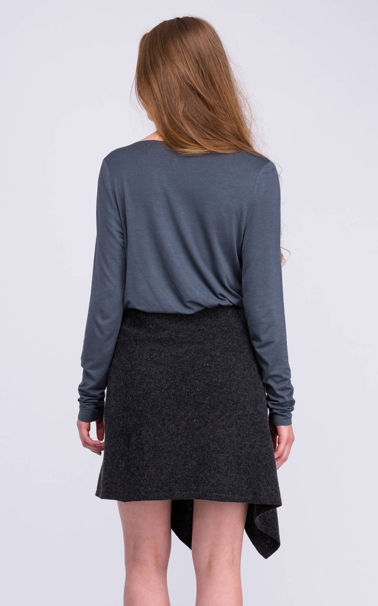 T-shirt gris manches longues pour femme en jersey de viscose MERION – Image 6