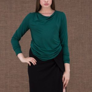 T-shirt vert émeraude manches longues pour femme en jersey de viscose MERION