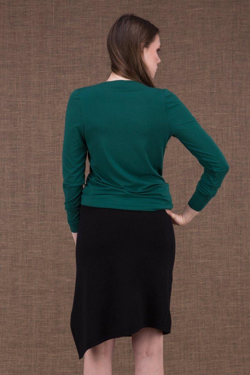 T-shirt vert émeraude manches longues pour femme en jersey de viscose MERION – Image 4