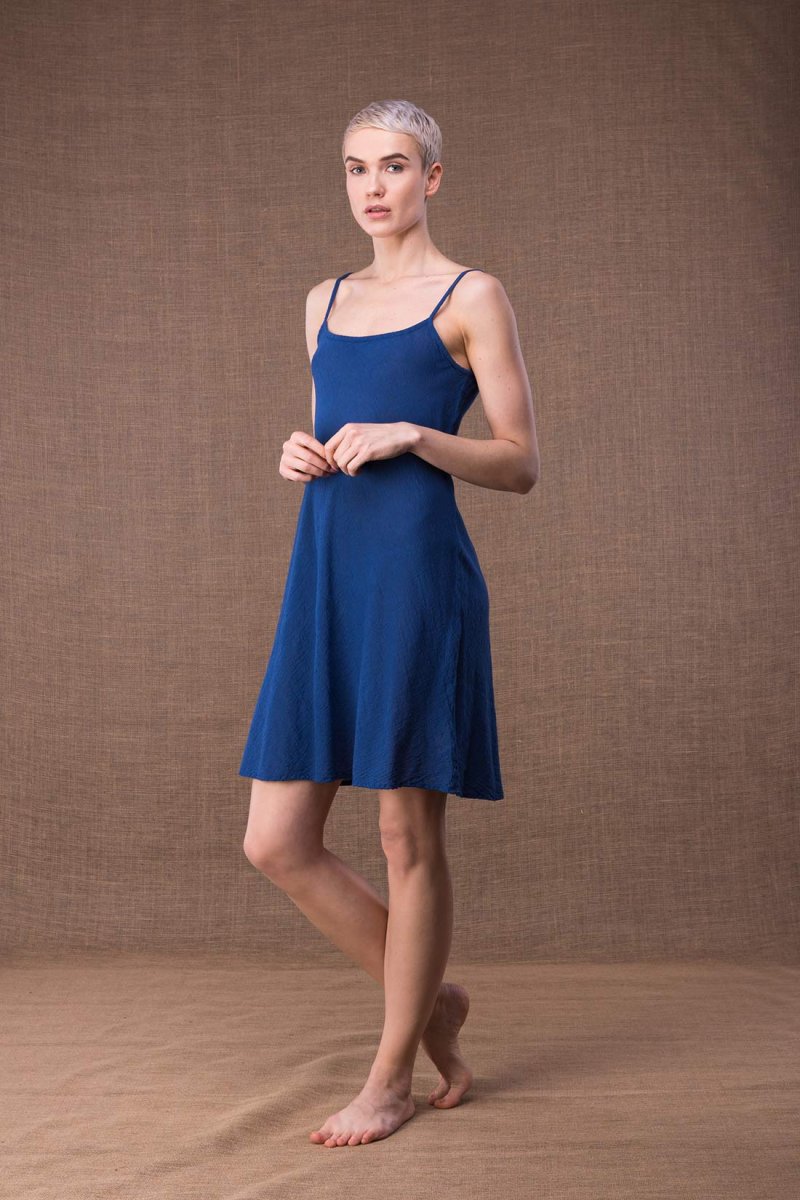 Robe bleue courte en coton bio MIAMI – Image 3