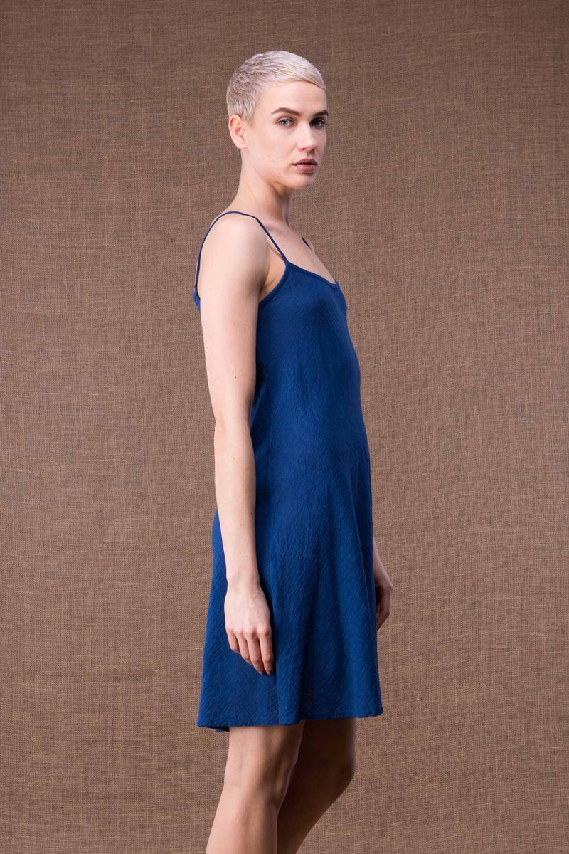 Robe bleue courte en coton bio MIAMI – Image 4