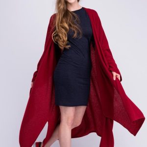 Manteau kimono rouge large pour femme en laine MIMAS