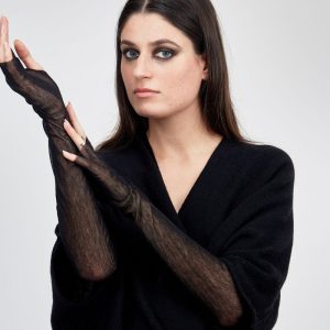 Mitaines noir en résille pour femme CABARET