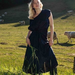 Black adjustable viscose dress KORA