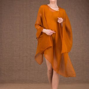 Châle tunique jaune en soie OWOW