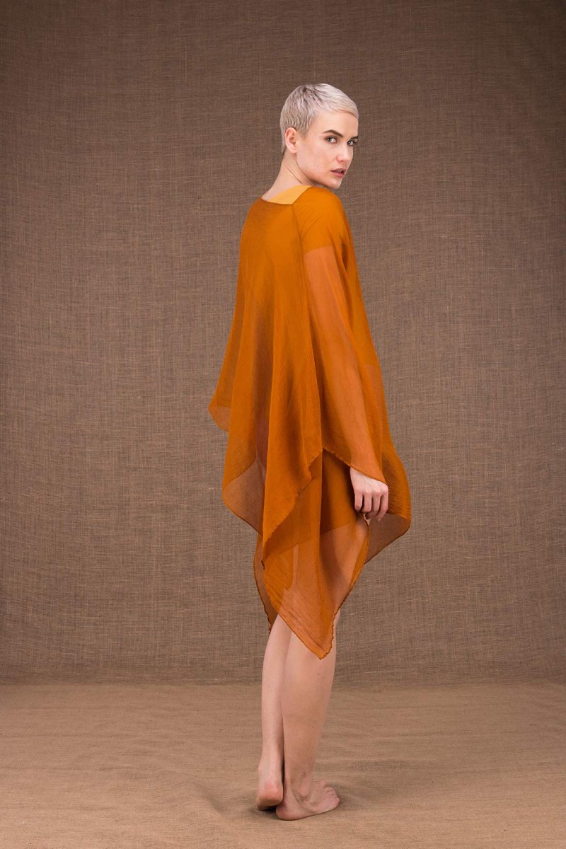 Châle tunique jaune en soie OWOW – Image 4