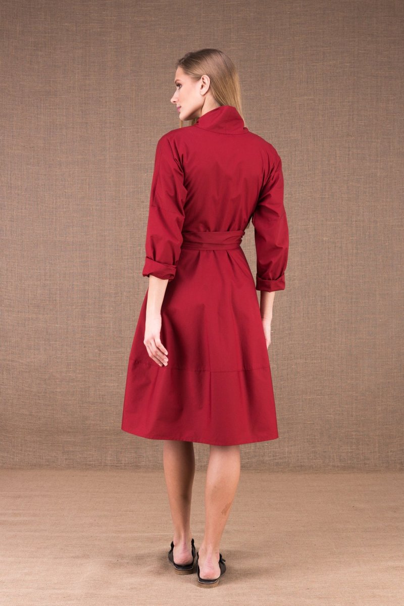 Robe bordeaux cache-cœur en coton bio POLARIS – Image 5