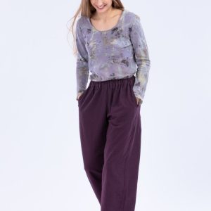 Purple large organic cotton trousers for women HALNY