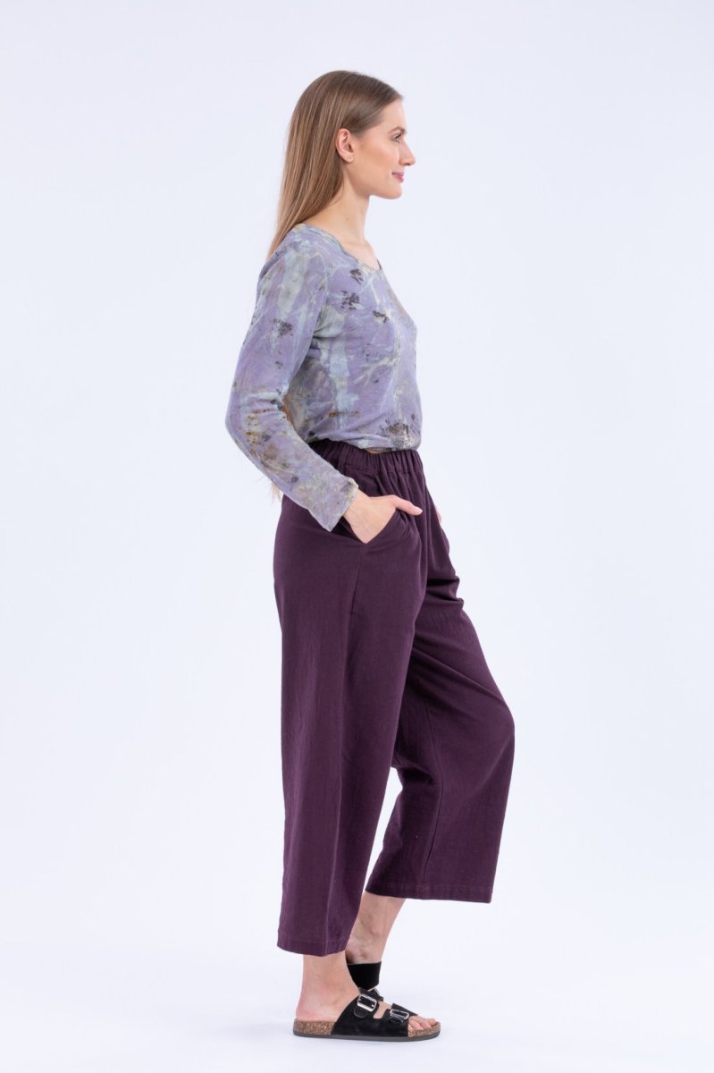 Purple large organic cotton trousers for women HALNY – Image 4