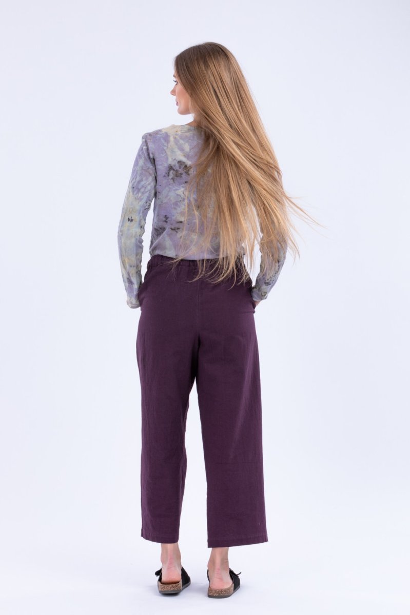 Purple large organic cotton trousers for women HALNY – Image 5