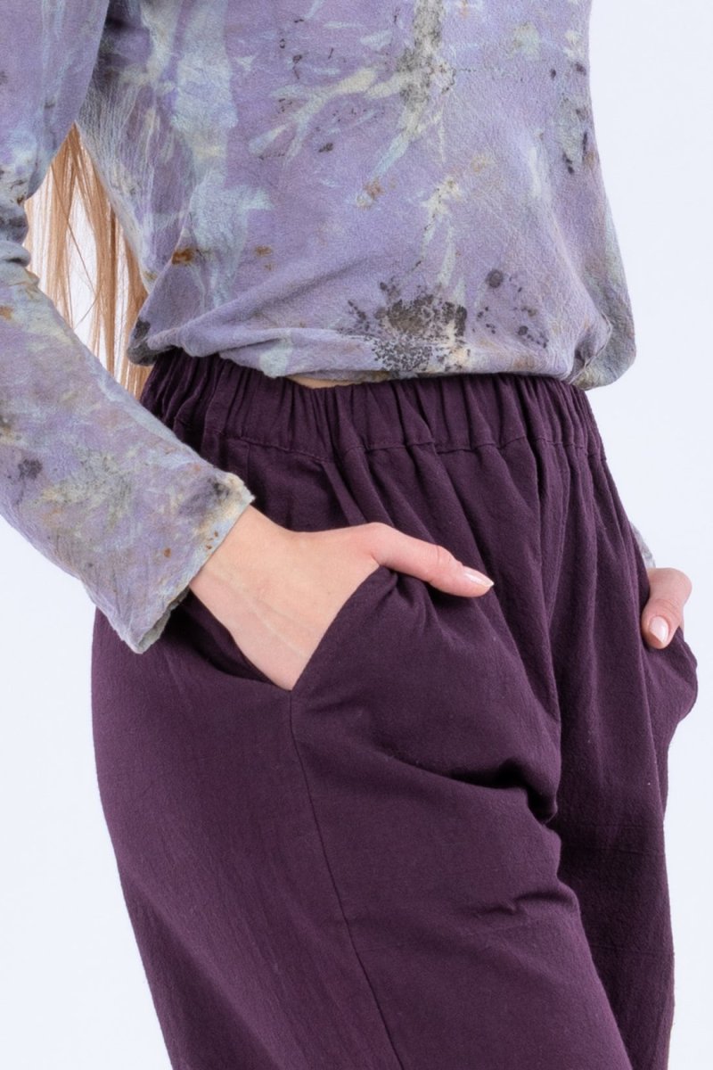 Purple large organic cotton trousers for women HALNY – Image 6