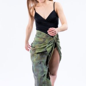 Paréo vert en coton bio imprimé CORFU