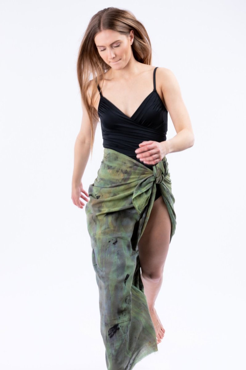 Paréo vert en coton bio imprimé CORFU – Image 2