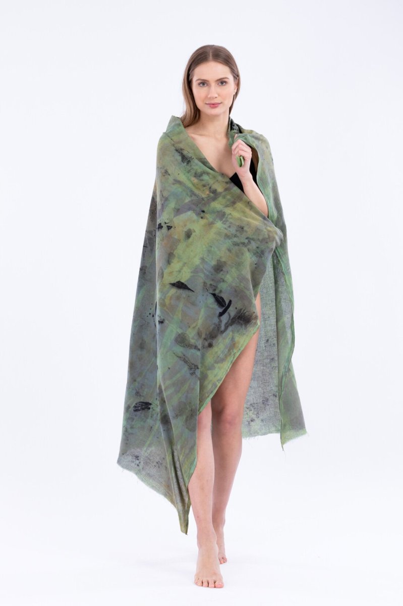 Paréo vert en coton bio imprimé CORFU – Image 4