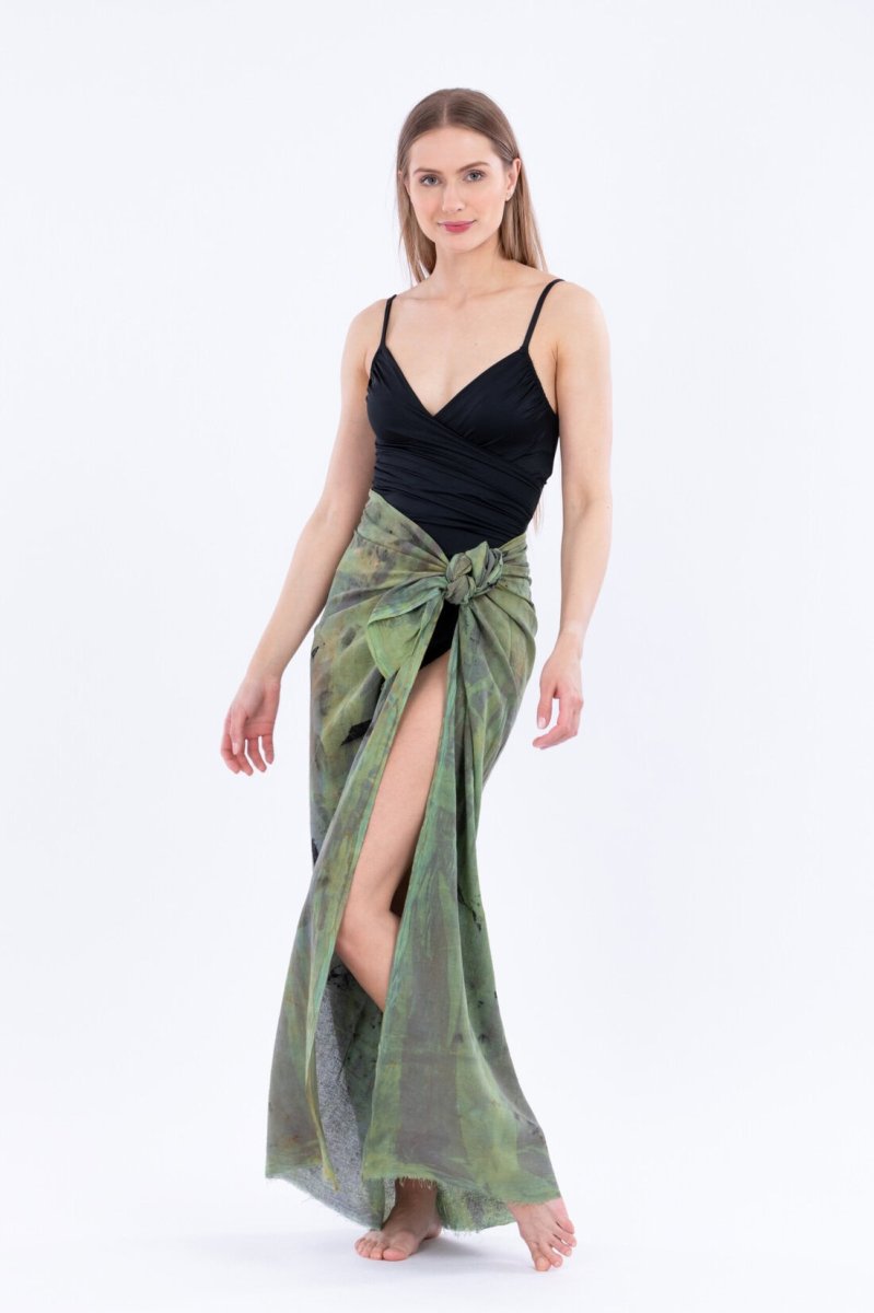 Paréo vert en coton bio imprimé CORFU – Image 5