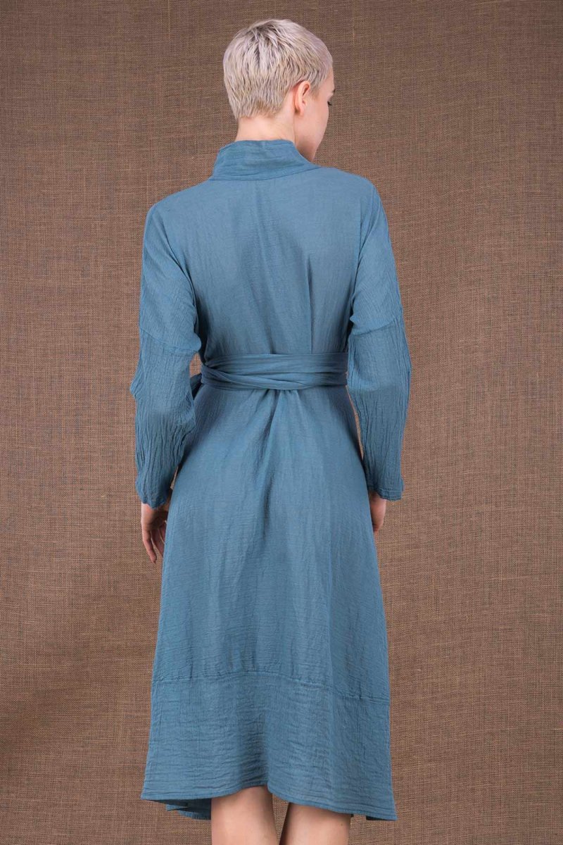 Robe bleue cache-cœur en coton bio POLARIS – Image 5