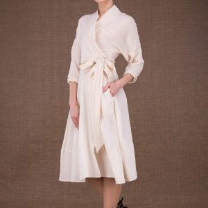 Robe blanc cassé cache-cœur en coton bio POLARIS
