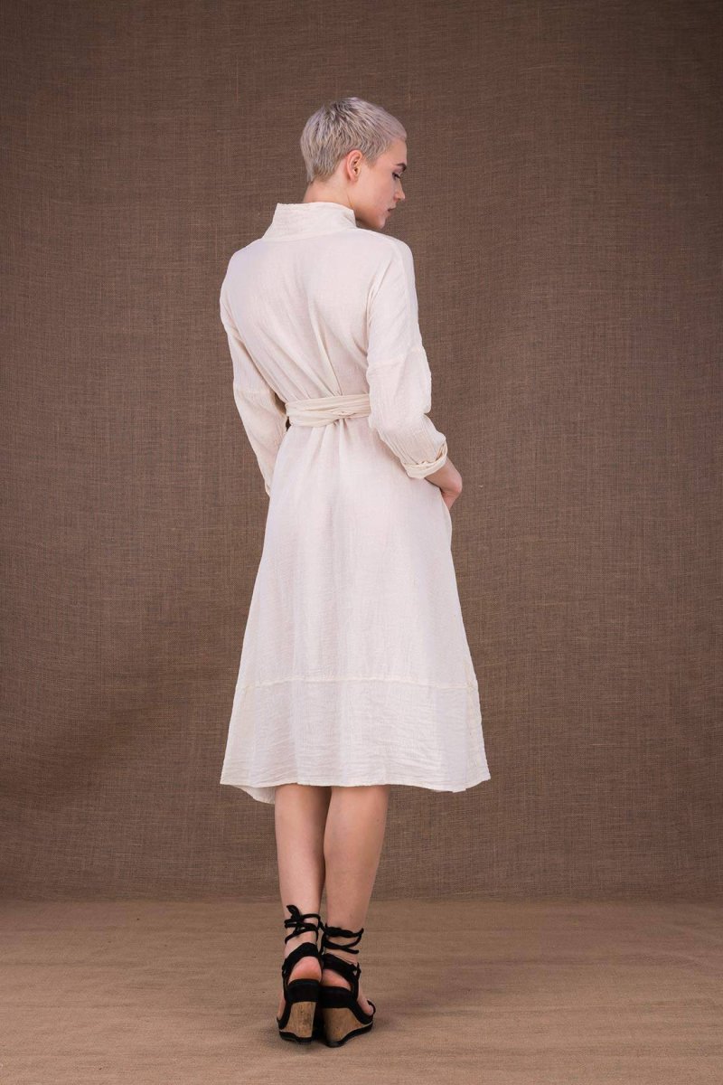 Robe blanc cassé cache-cœur en coton bio POLARIS – Image 5