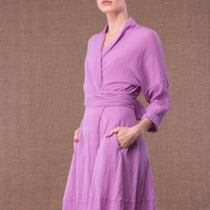 Mauve organic cotton wrap dress POLARIS