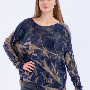 Pull bleu large pour femme en cachemire imprimé IRIS