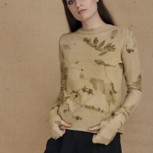 Pull beige pour femme en laine imprimé CARA