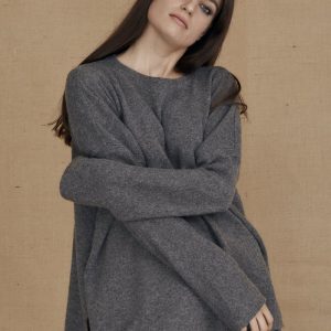 Gray oversized large wool sweater for women ALASKA