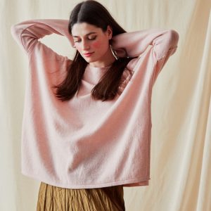 Pull rose oversize large pour femme en laine ALASKA