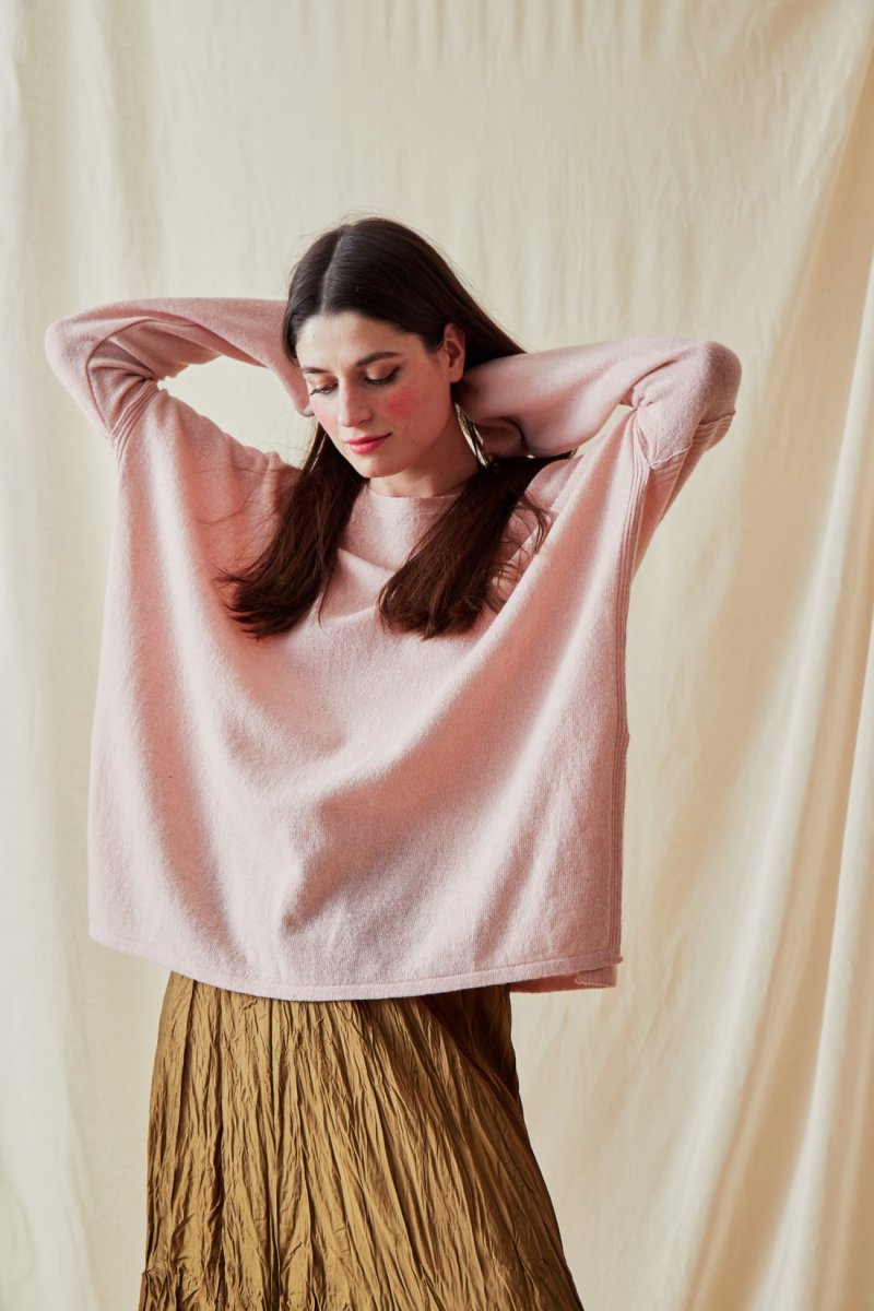 Pull rose oversize large pour femme en laine ALASKA