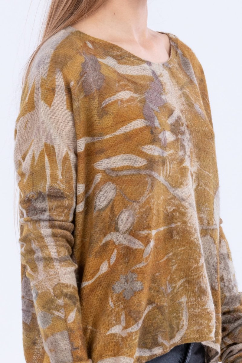 Yellow large printed cashmere pullover for women IRIS – Image 5