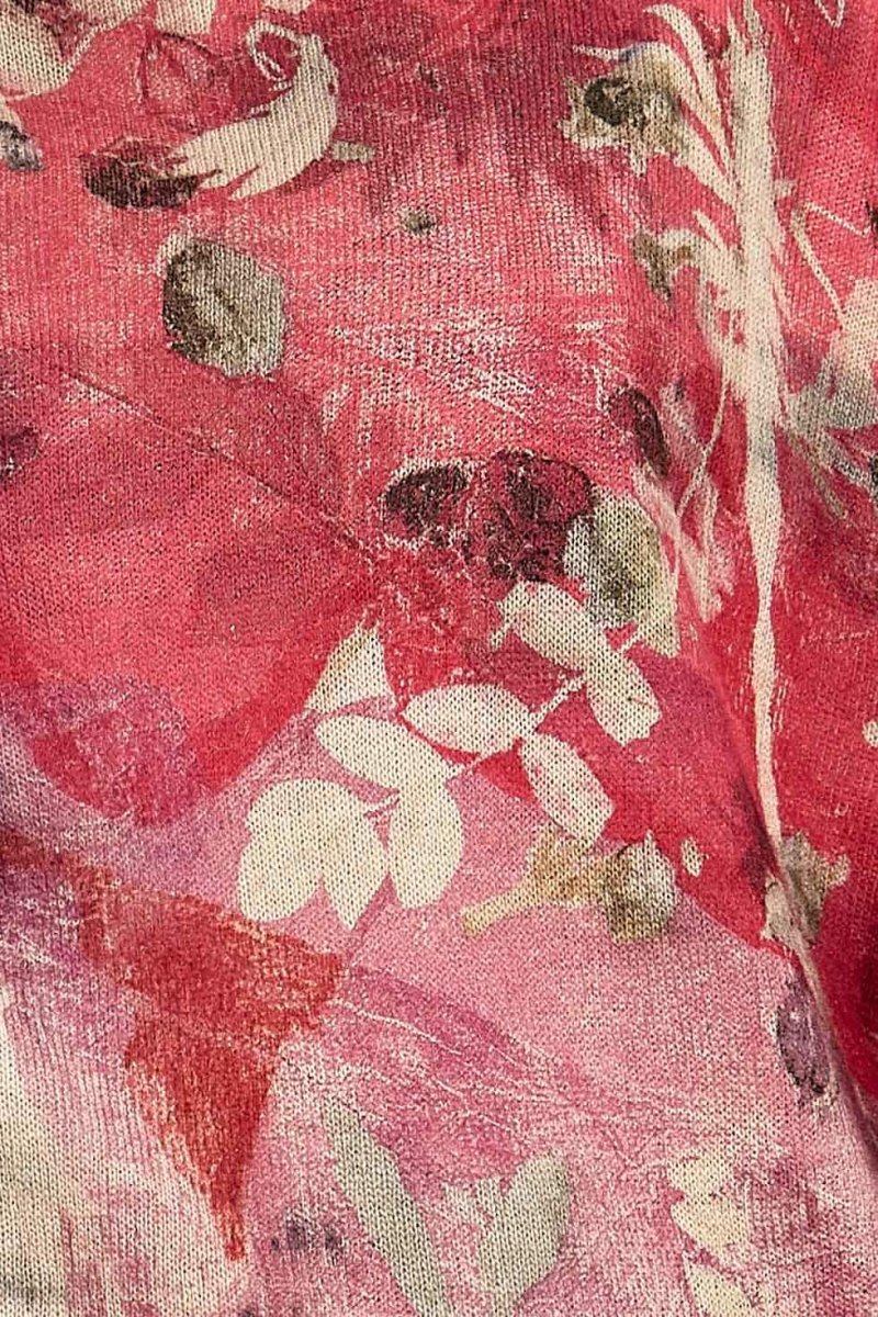 Red large printed wool sweater for women FLEUR – Image 7