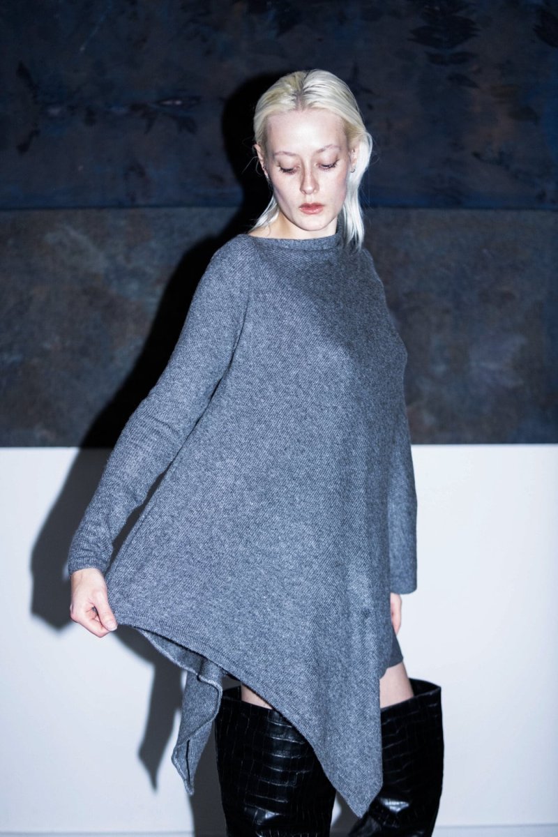 Gray cashmere tunic sweater for women MICHA – Image 4