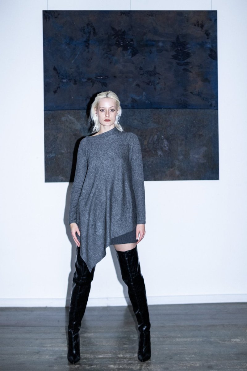 Gray cashmere tunic sweater for women MICHA – Image 3