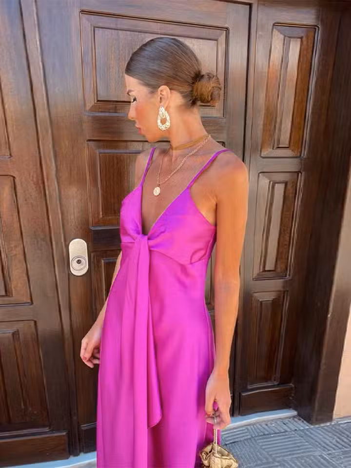 Robe Bohème Chic Satin Violet