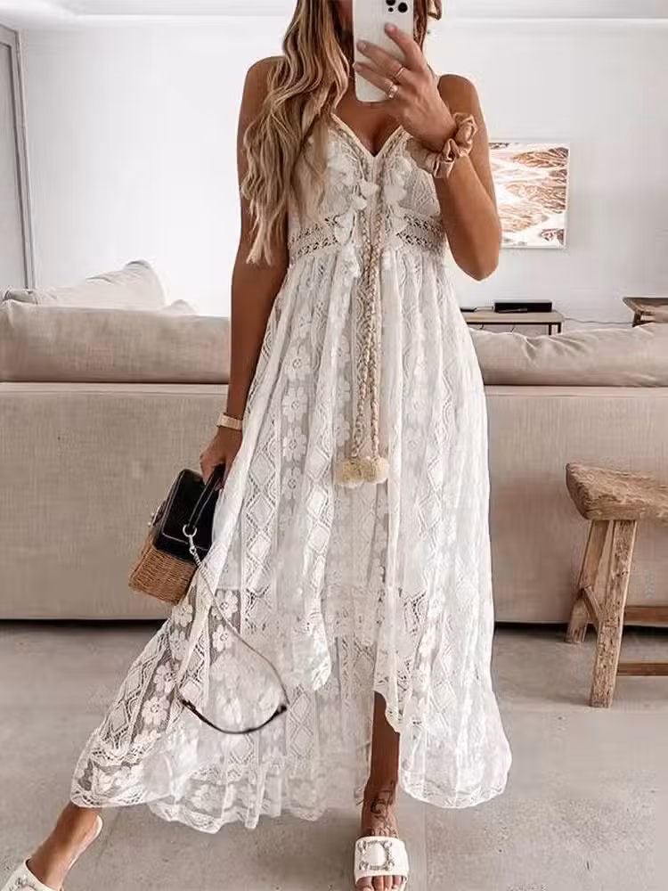 Robe Longue Dentelle Blanche Bohème