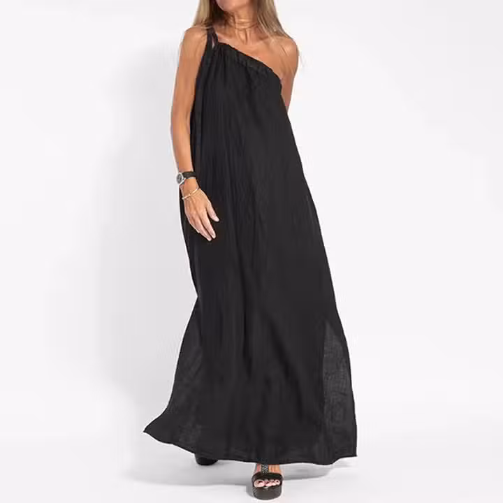 Robe Noire Longue Chic Bohème Coton