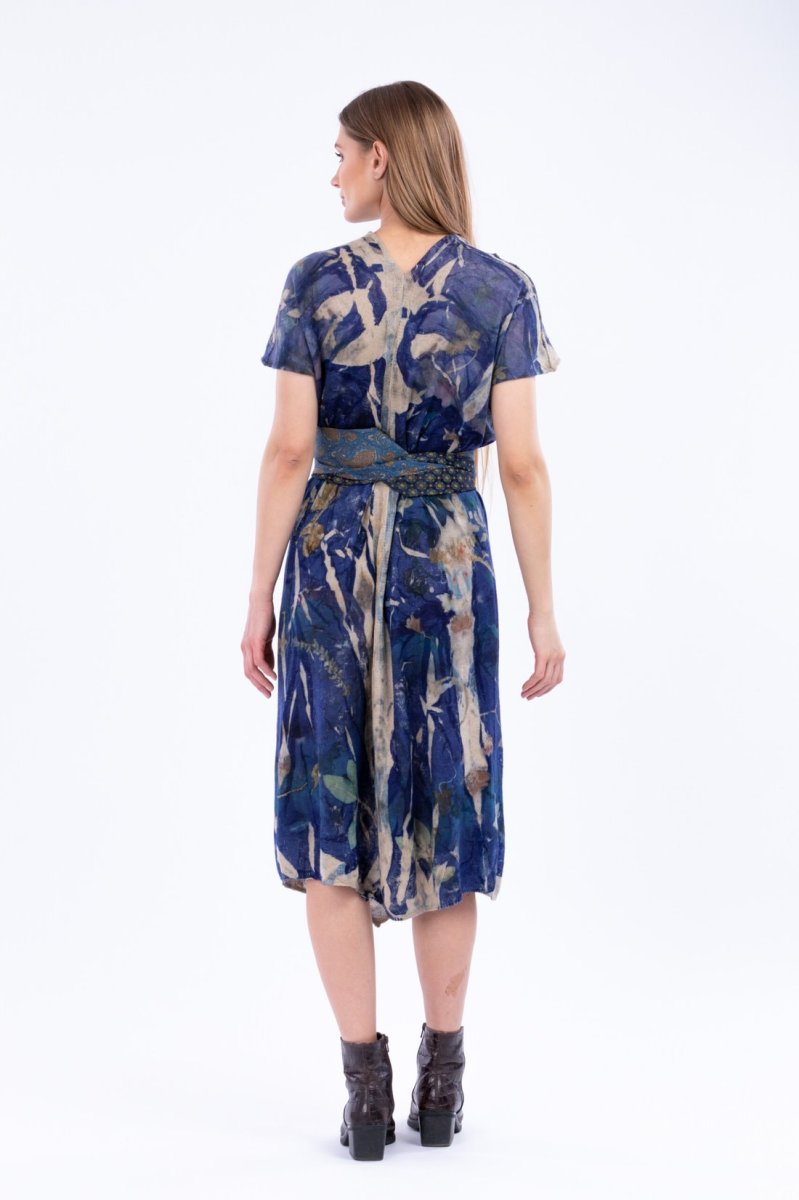 Blue printed cashmere wrap dress ZUNIA – Image 6