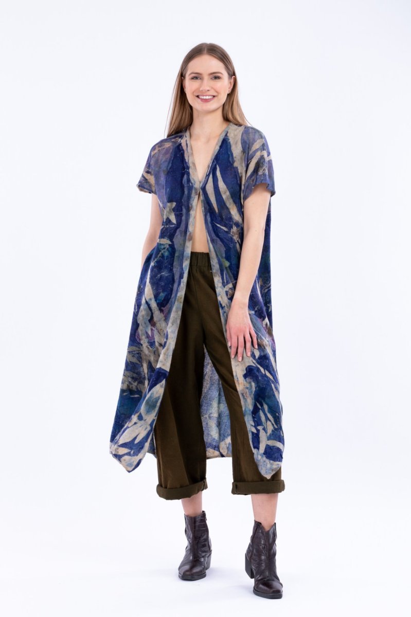 Blue printed cashmere wrap dress ZUNIA – Image 3